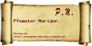 Pfemeter Mariann névjegykártya